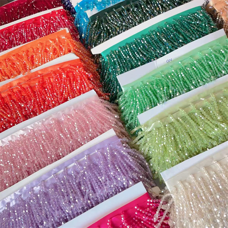 Crystal Mesh Fabric - شراشيب كريستالية مزينة بالخرز، زخارف للأحذية،