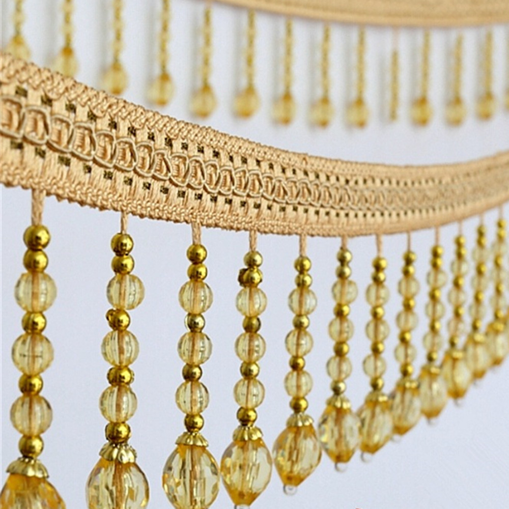 12 ياردة مضفر شنقا الخرز شرابة - مراجعة Fringe Ribbon Sewing وسعره