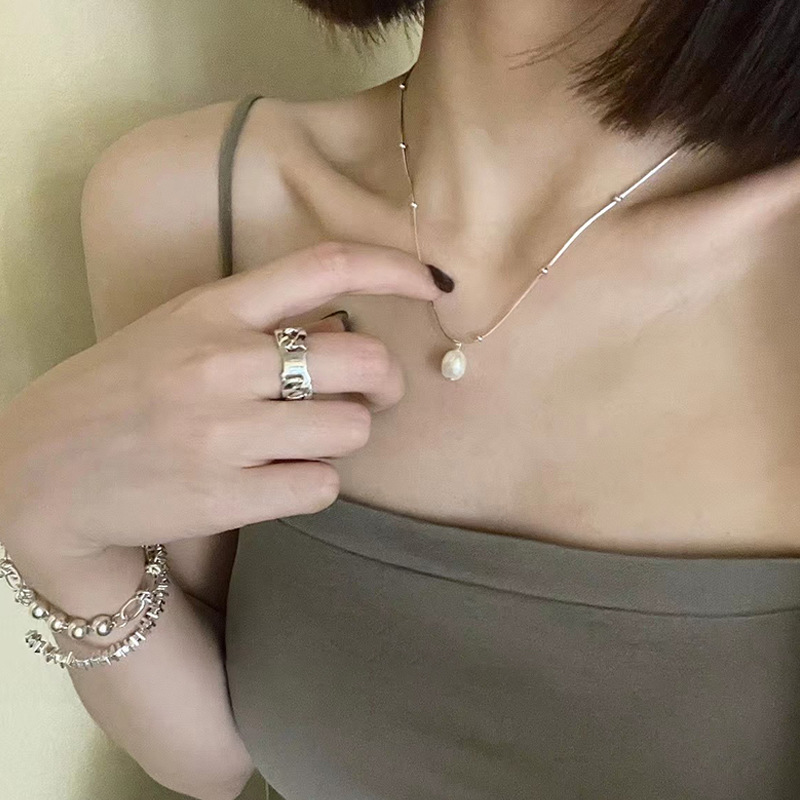 925 فضة غير النظامية اللؤلؤ قل - مراجعة Pearl Trim Chain وسعره
