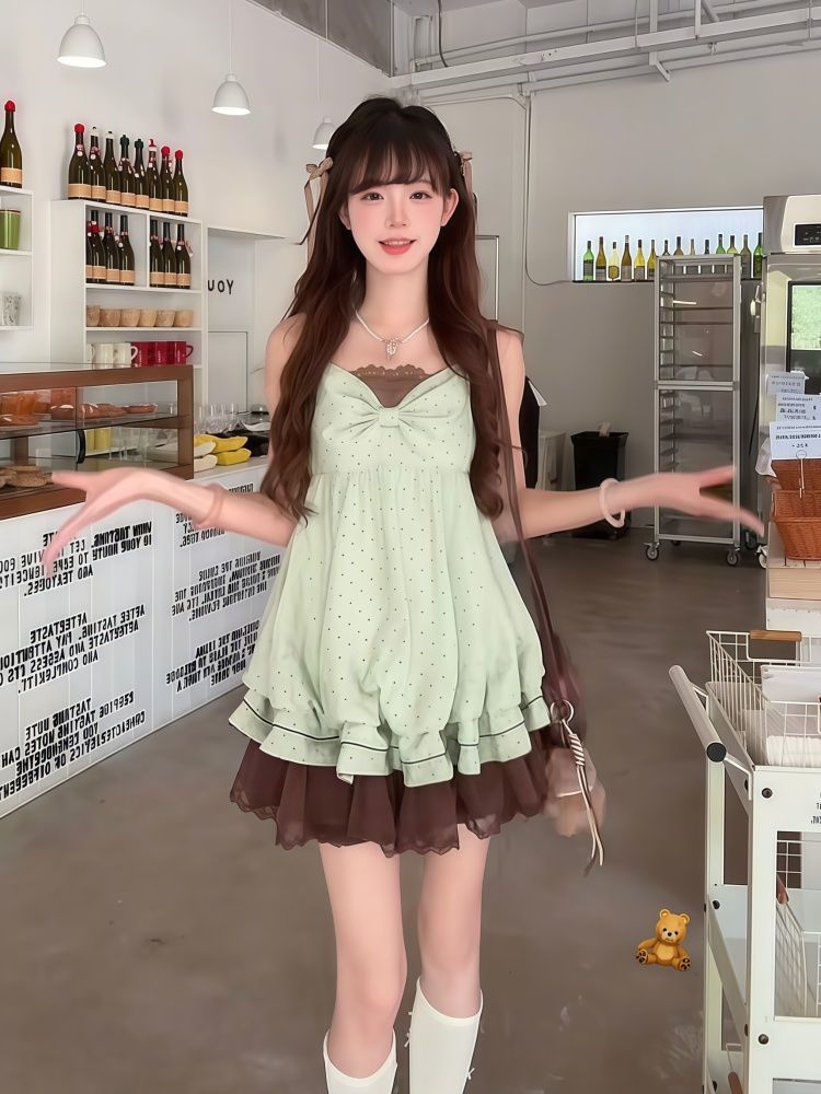 فستان كاميسول كوري حلو بنقاط ا - مراجعة Elastic Lace Trim وسعره